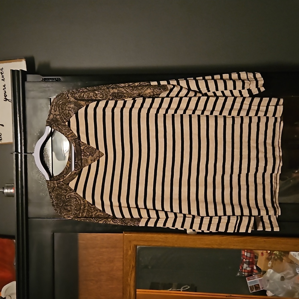 Tan and black stripe tunic